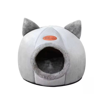 Cat Head Shape Cute and Comfortable Warm Cat House Safe Sleep Cave Non-Slip Semi-Closed Design Four Seasons Universal Cat Nest